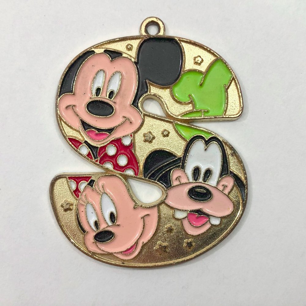 EUC Disney Disneyland LETTER S Mickey Pendant Charm 1.5 inch Goofy Minnie